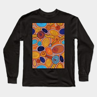 Aboriginal Art - Skipping Stones Repeat Long Sleeve T-Shirt